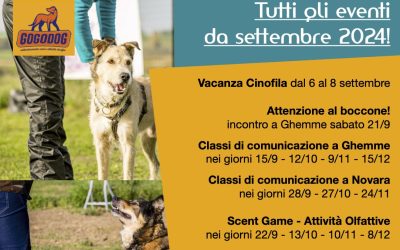 Eventi cinofili e attività con il cane settembre, ottobre, novembre 2024